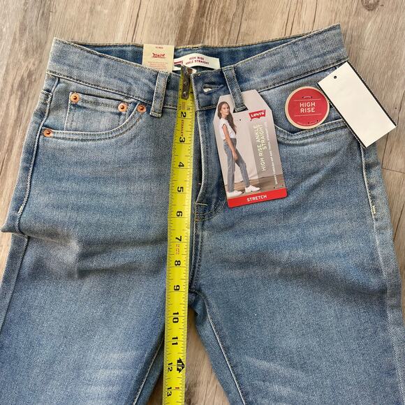 Levi’s Girls Size 12 Jeans High Rise Straight Ankle Fray Hem Stretch NWT - Picture 4 of 8